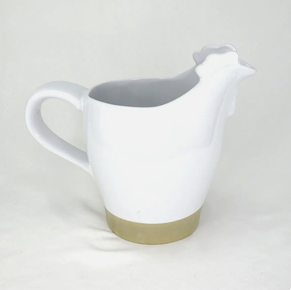 Cracker Barrel Hand Painted White Chicken/Rooster Pitcher - Picture 11 of 11